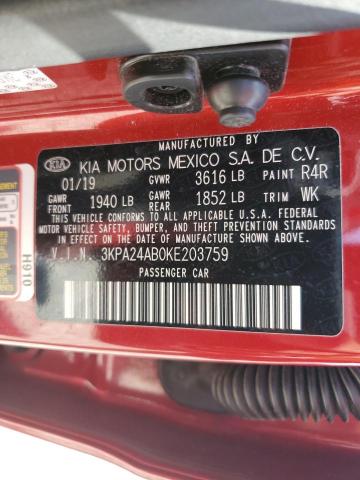 3KPA24AB0KE203759 KIA RIO S