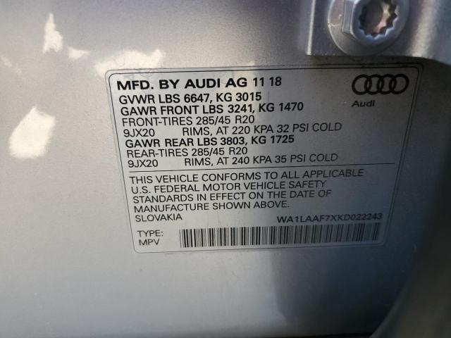 VIN WA1LAAF7XKD022243 2019 Audi Q7, Premium Plus no.12