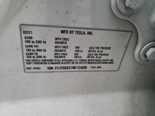 5YJYGDEE7MF124896 Tesla Model Y