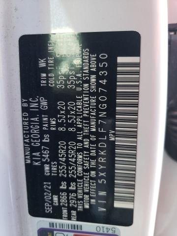 5XYRKDLF7NG074350 KIA SORENTO SX