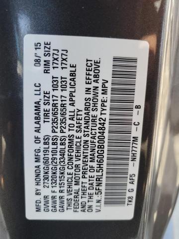 5FNRL5H60GB004842 Honda ODYSSEY EXL