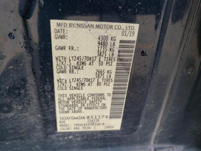 2019 NISSAN NV 3500 - 5BZAF0AA1KN851174
