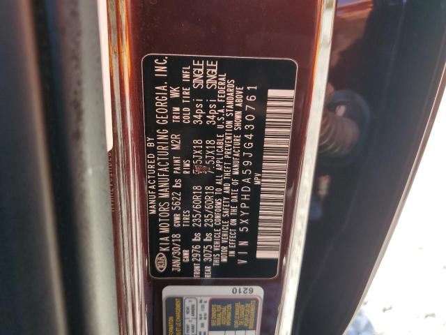 5XYPHDA59JG430761 KIA SORENTO EX