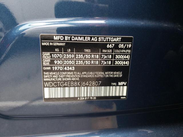 WDCTG4EB8KJ642807 Mercedes-Benz GLA 250