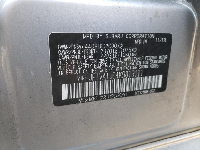 JF1VA1J64K9819111 | 2019 SUBARU WRX LIMITE