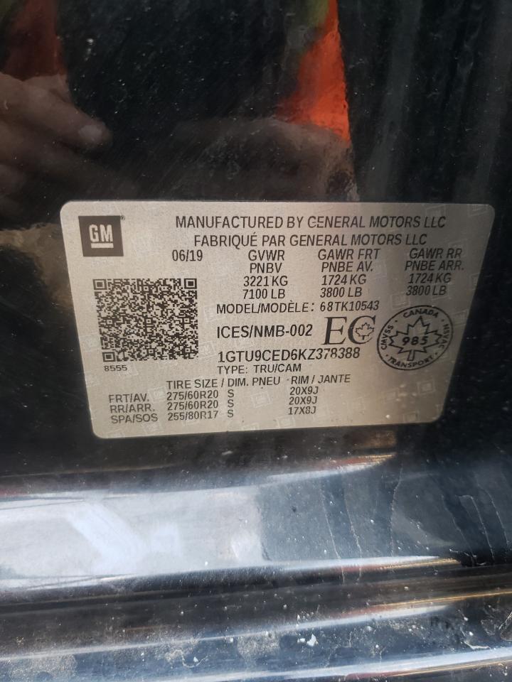 1gtu9ced6kz378388 1GTU9CED6KZ378388 2019 GMC Sierra K1500 Elevation