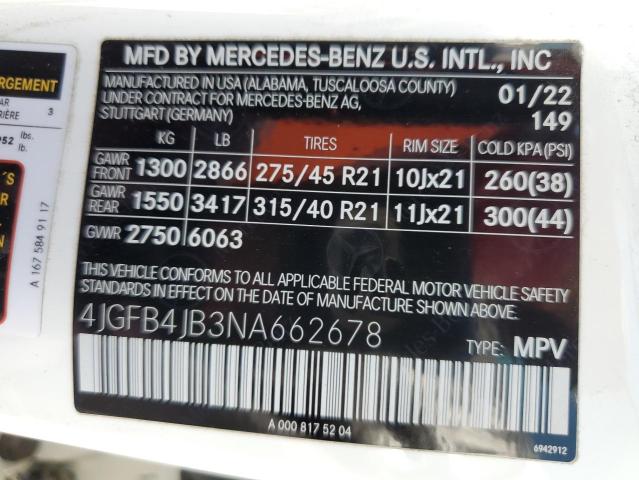 4JGFB4JB3NA662678 Mercedes-Benz GLE 350
