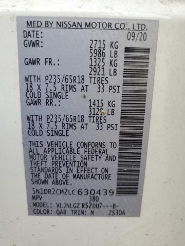 5N1DR2CM2LC630439 Nissan Pathfinder Sl