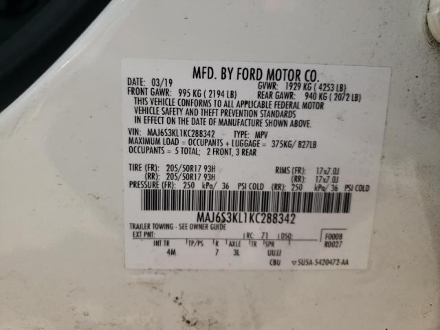 MAJ6S3KL1KC288342 Ford Ecosport Titanium