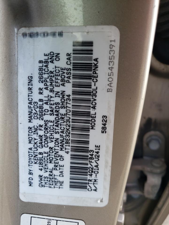 4T1BE32K23U707734 2003 Toyota Camry Le