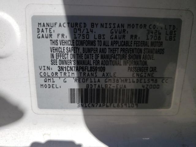 3N1CN7AP6FL859109 Nissan VERSA S