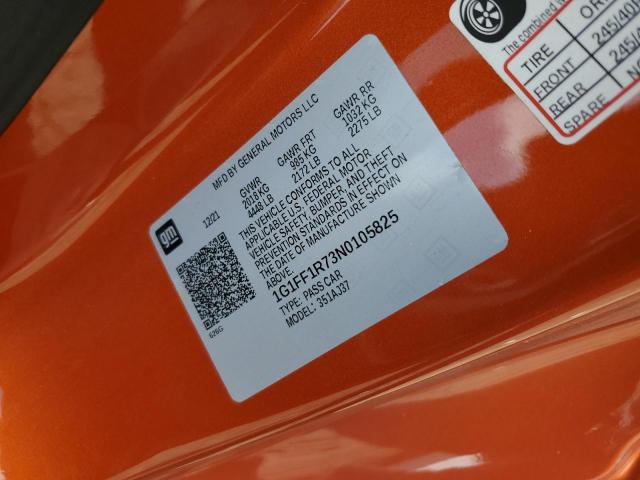 2022 CHEVROLET CAMARO LT1 - 1G1FF1R73N0105825