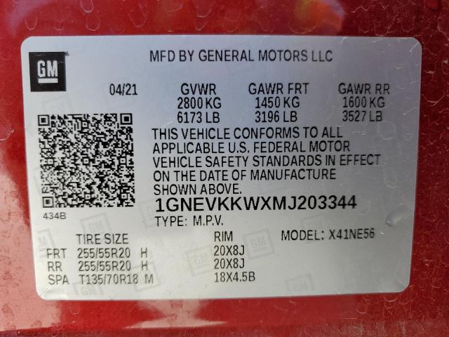 1GNEVKKWXMJ203344 Chevrolet Traverse P 12