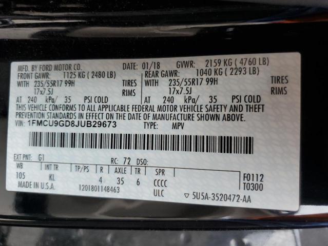 1FMCU9GD8JUB29673 2018 FORD ESCAPE, photo no. 12