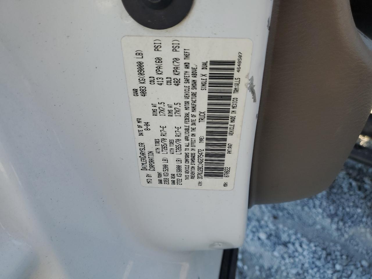3D7KU28C14G275472 2004 Dodge Ram 2500 St 3D7KU28C14G275472 2004 Dodge Ram 2500 St