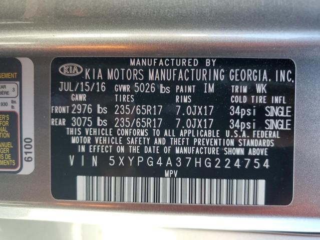 5XYPG4A37HG224754 KIA SORENTO LX