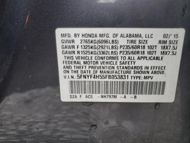 2015 HONDA PILOT EXL - 5FNYF4H55FB053831