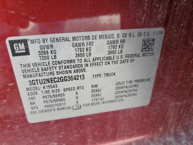 3GTU2NEC2GG364213 GMC Sierra K1500 Slt