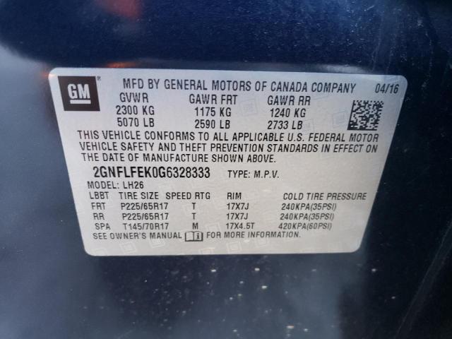 2016 CHEVROLET EQUINOX LT - 2GNFLFEK0G6328333