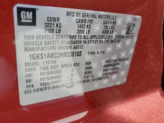 2017 CHEVROLET TAHOE 1GKS1AKC2HR336103