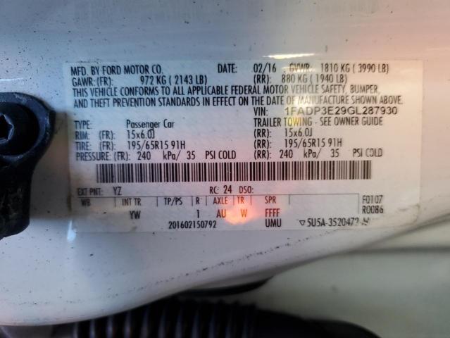 1FADP3E29GL287930 Ford FOCUS S