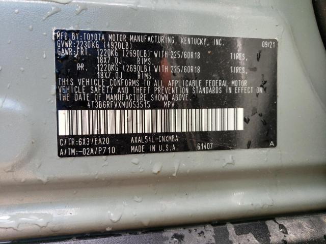 4T3B6RFVXMU053515 Toyota Rav4 Xle Premium