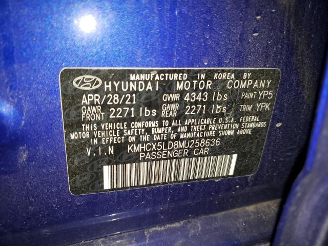 KMHCX5LD8MU258636 Hyundai Ioniq Limited