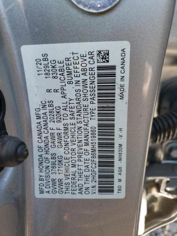 2HGFC2F86MH519860 2021 Honda Civic Sport