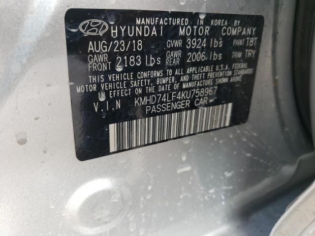 KMHD74LF4KU758967 Hyundai Elantra SE 13