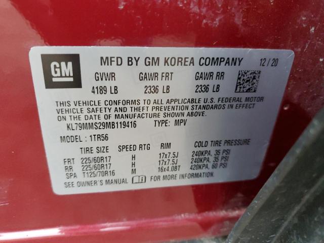 KL79MMS29MB119416 | 2021 CHEVROLET TRAILBLAZE