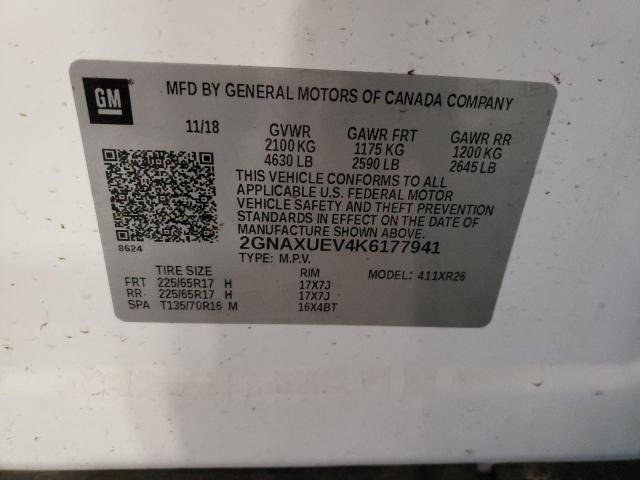 2GNAXUEV4K6177941 | 2019 CHEVROLET EQUINOX LT