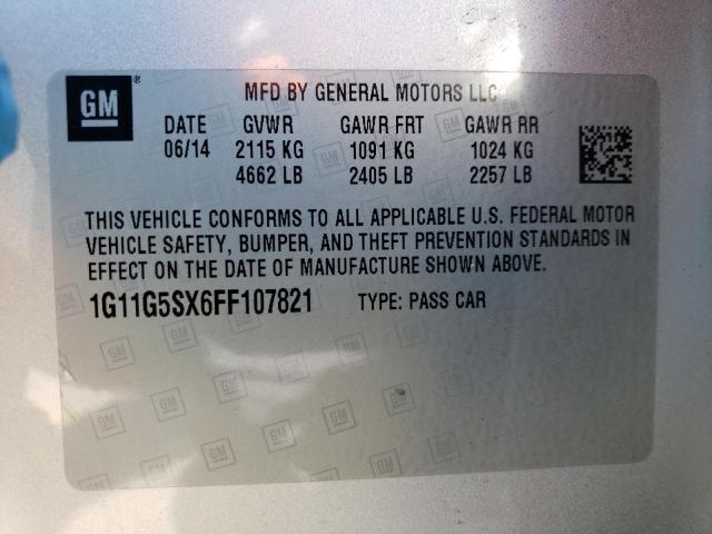 2015 Chevrolet Malibu Ltz 2.0L(VIN: 1G11G5SX6FF107821