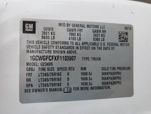 2015 CHEVROLET EXPRESS G2 - 1GCWGFCFXF1103907