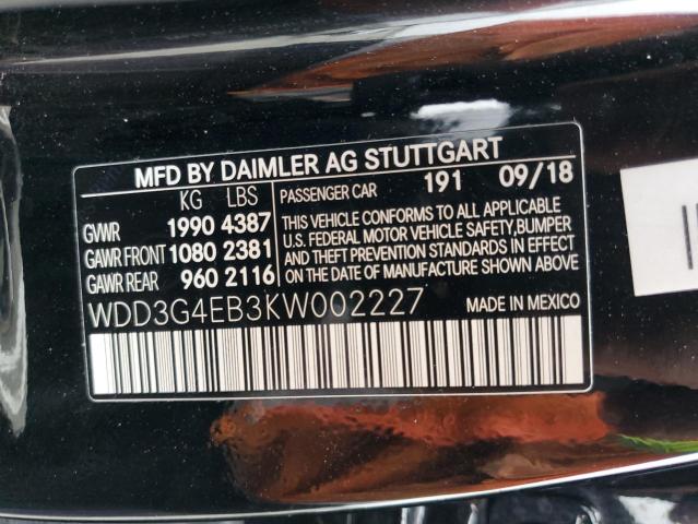 WDD3G4EB3KW002227 Mercedes-Benz A 220