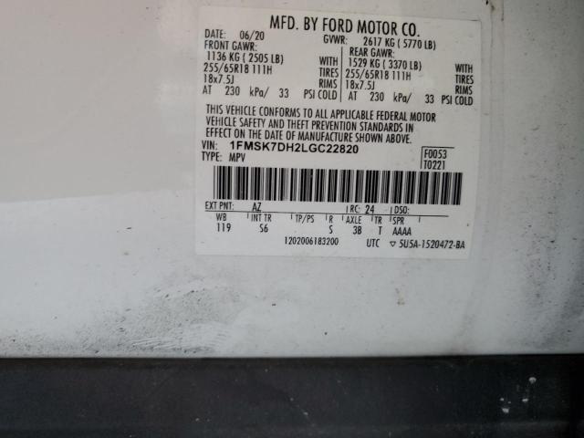 1FMSK7DH2LGC22820 Ford EXPLORER XLT