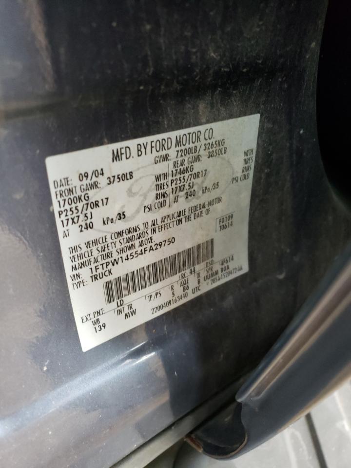 1FTPW14554FA29750 2004 Ford F150 Supercrew 1FTPW14554FA29750 2004 Ford F150 Supercrew