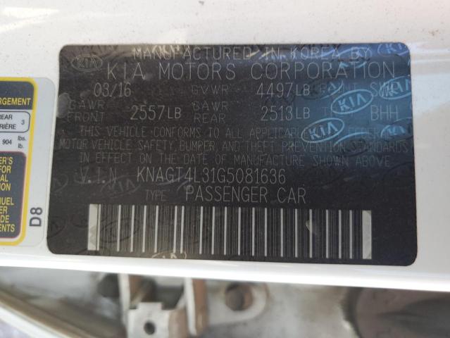 KNAGT4L31G5081636 KIA Optima Lx