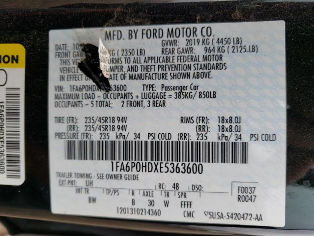 1FA6P0HDXE5363600 | 2014 Ford fusion se