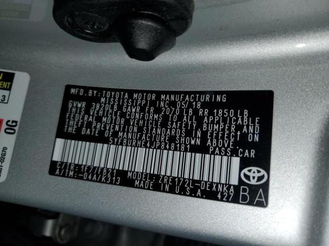 5YFBURHE4JP848181 Toyota COROLLA L