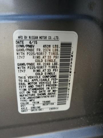 JN8AS5MV1FW761681 Nissan Rogue Select S