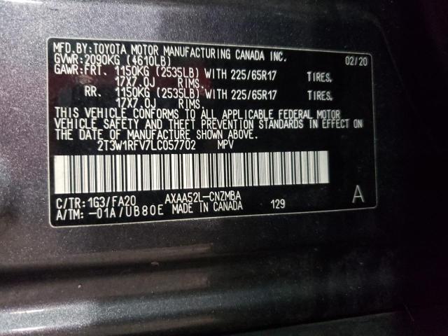 2T3W1RFV7LC057702 Toyota RAV4 XLE 12