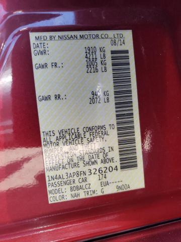 2015 Nissan Altima 2.5 VIN: 1N4AL3AP8FN326204 Lot: 69612303