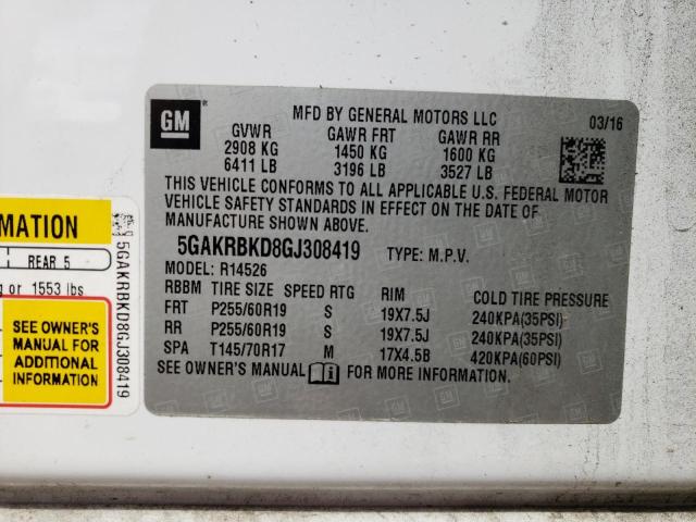 5GAKRBKD8GJ308419 Buick Enclave