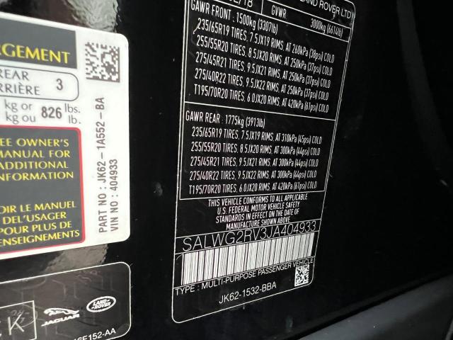 SALWG2RV3JA404933 Land Rover Range Rover Sport Se