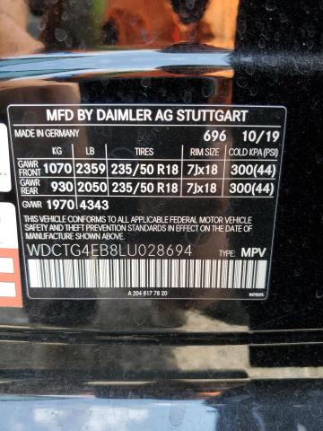 WDCTG4EB8LU028694 Mercedes-Benz GLA 250