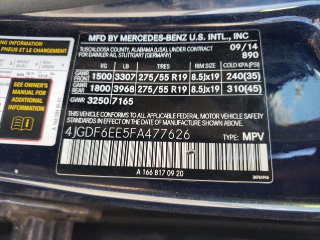 VIN 4JGDF6EE5FA477626 2015 Mercedes-Benz GL-Class, ... no.13