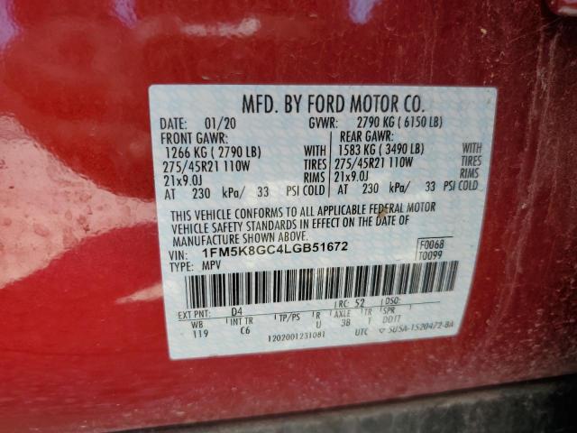 1FM5K8GC4LGB51672 | 2020 FORD EXPLORER S