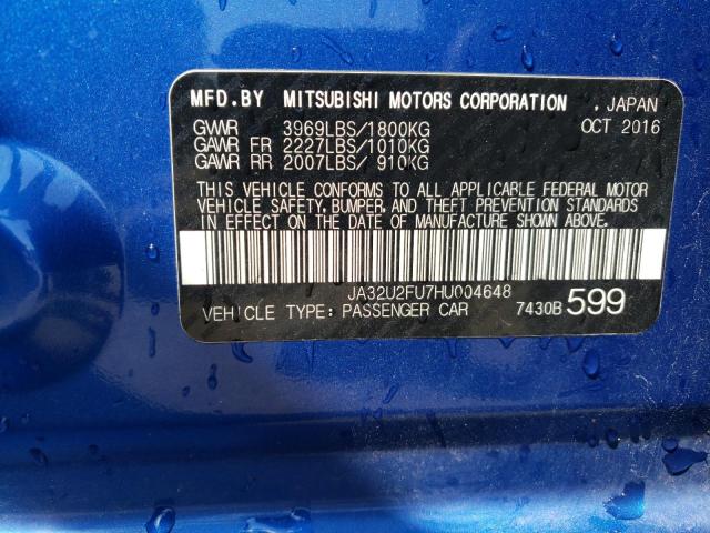 JA32U2FU7HU004648 Mitsubishi LANCER ES