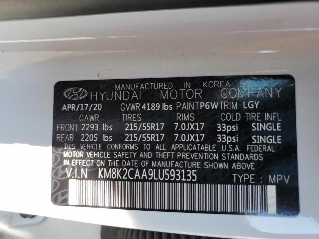 2020 HYUNDAI KONA KM8K2CAA9LU593135
