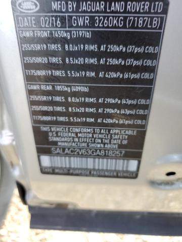 2016 LAND ROVER LR4 SALAC2V63GA818257